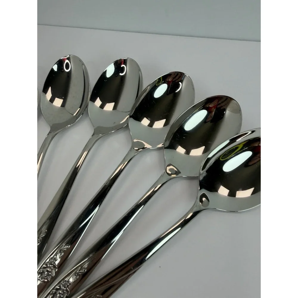 Oneida LASTING ROSE Soup Spoons Set 8 Oneidacraft Deluxe Stainless Flatware
